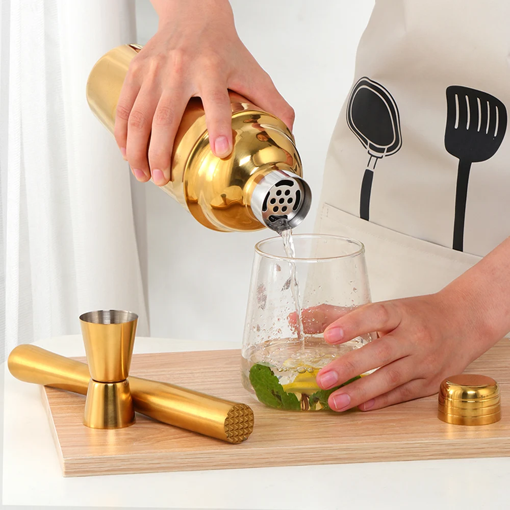 Bar Cocktail Shaker Set 1-8PCS 750Ml Stainless Steel Bartender Tools Moijto Muddler Wine Bottle Stopper Cocktail Boston Barware