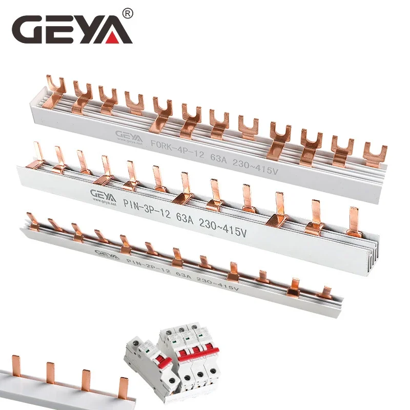 Copper busbar busbar connector circuit breaker GEYA Copper Busbar for Circuit breaker PIN TYPE FORK TYPE MCB Connector Busbar Connection