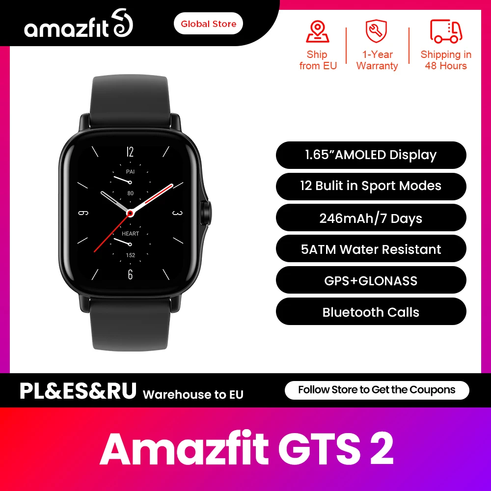 Amazfit GTS 2 Built in WiFi GPS Smartwatch 5ATM Water Resistant Alexa