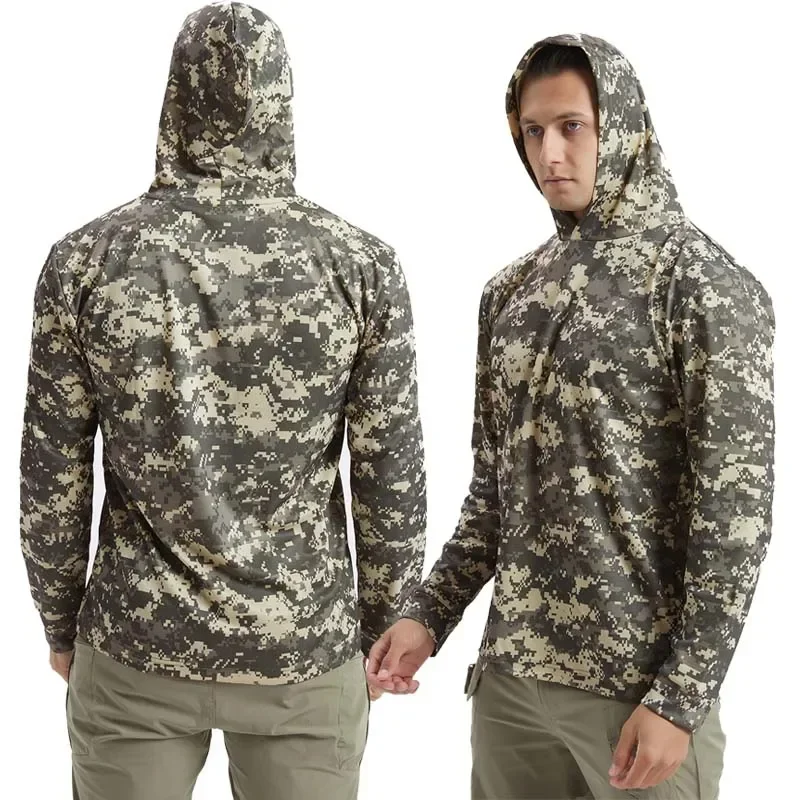 Camouflage Military Shirts Hunting Shirt Long-Sleeved Sunshade Shirt Top Elasticity Loose Outdoor Casual Jungle FishingT-Shirt