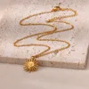 Collier géométrique en acier inoxydable pour femmes, pendentif tournesol, chaîne de clavicule, accessoires de bijoux esthétiques