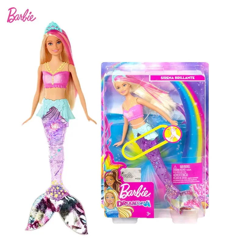 Boneca barbie original sereia princesa cem transformação presente caixa  brinquedos acessórios conjunto casa de jogo para crianças menina brinquedos