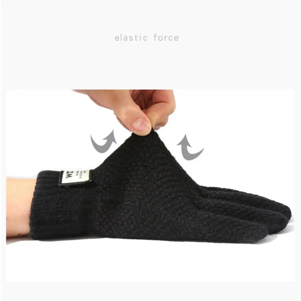 New Fashion Winter Knitted Gloves Windproof Solid Color Touch Screen Gloves Thickened Cycling Gloves Men Women