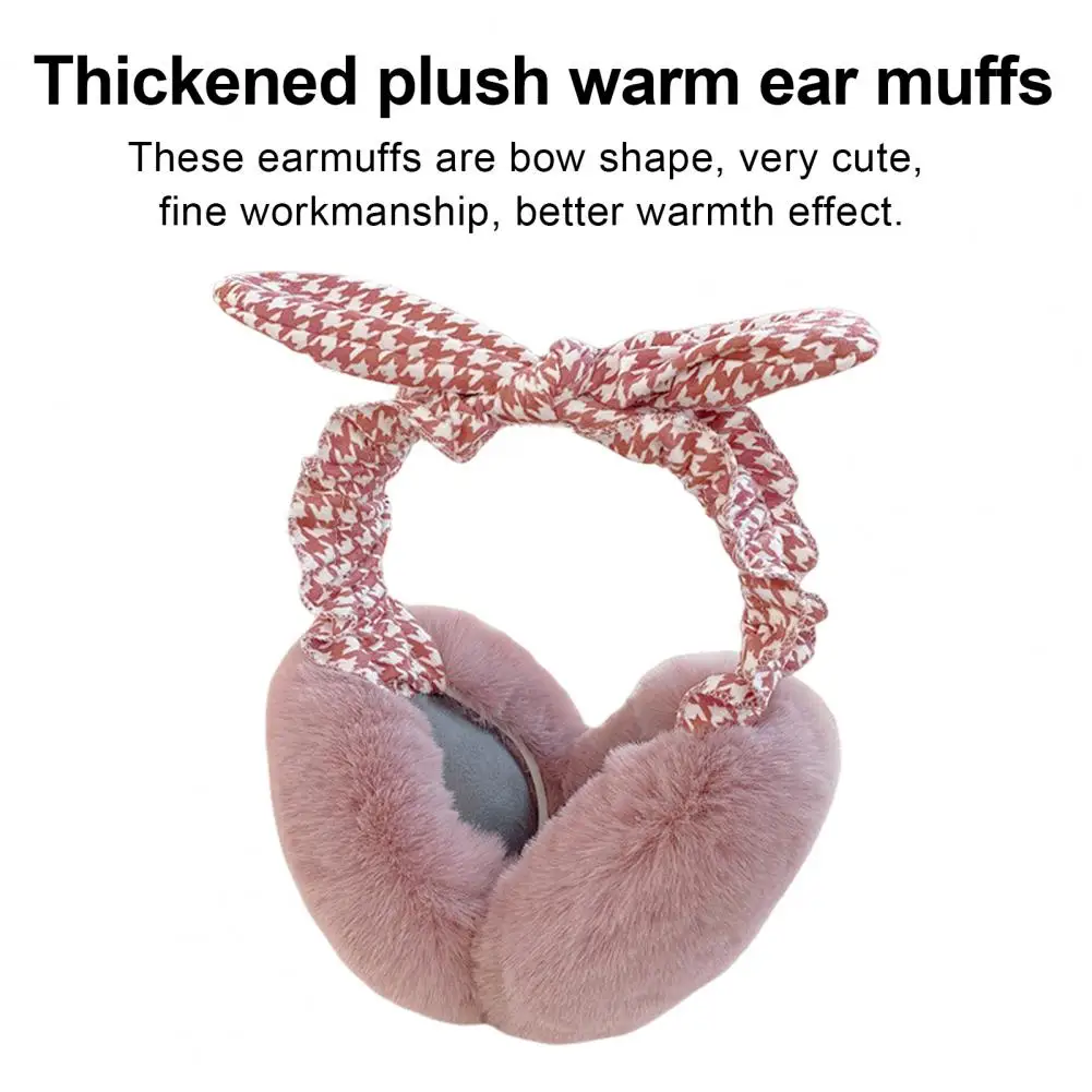 

Cute Earmuffs Adorable Bow-knot Design Plush Earmuffs for Women Ultra-thick Windproof Ear Warmer Headwear for Autumn Winter Warm