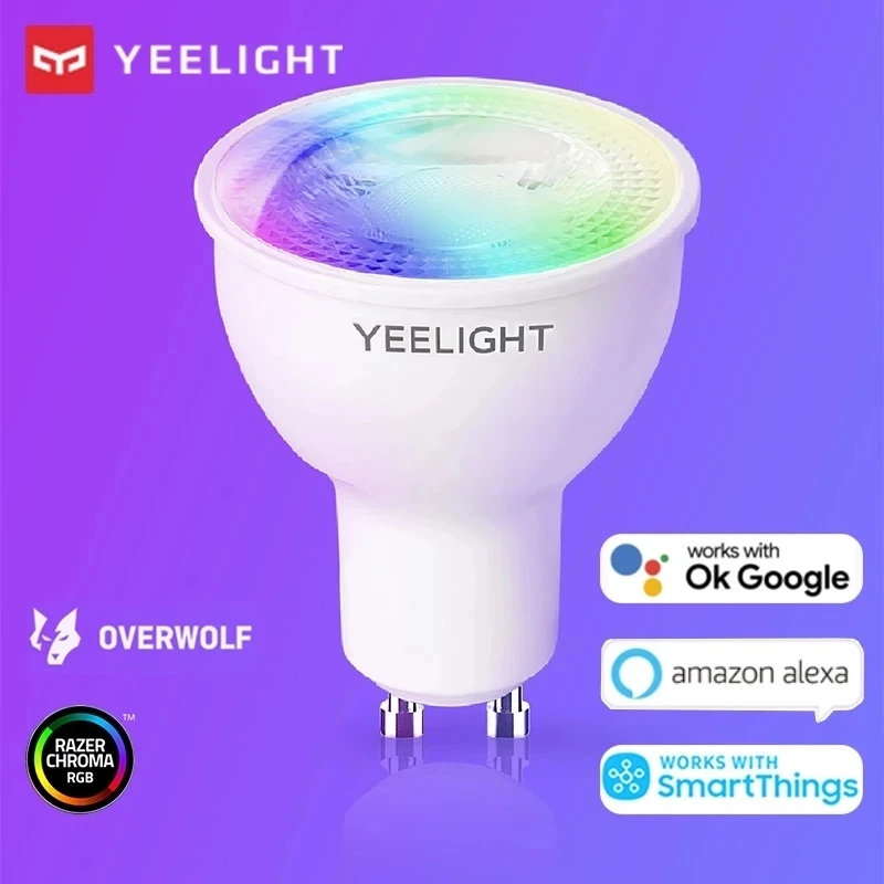 Умная светодиодная лампа Yeelight Wi-Fi GU10 W1 с голосовым управлением, красочная подсветка
