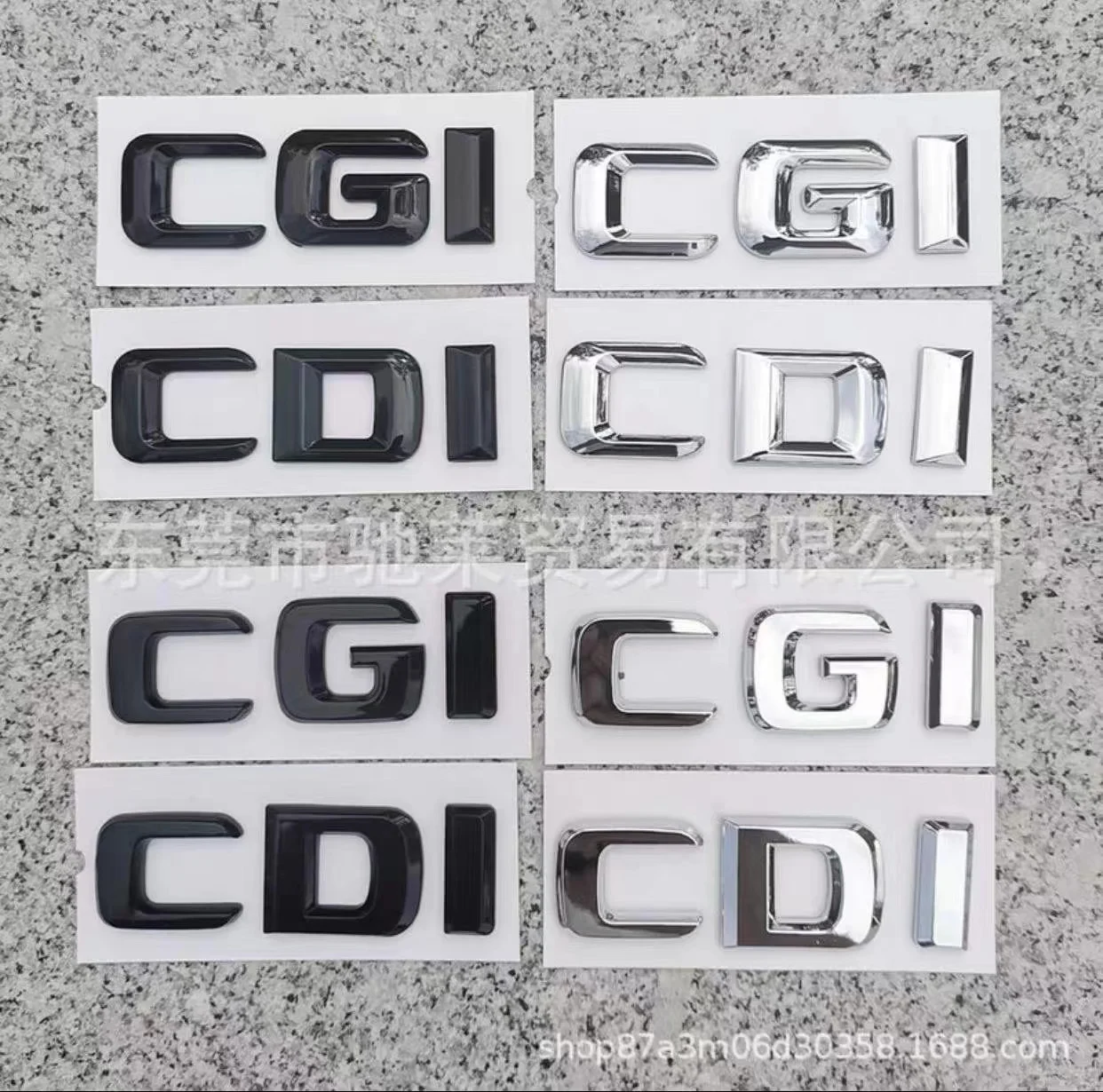 

OTOKIT 1X Chrome Glossy Black CDI CGI Emblem for Mercedes Benz Car Styling Trunk Nameplate Logo Sticker Flat Sharp Fonts