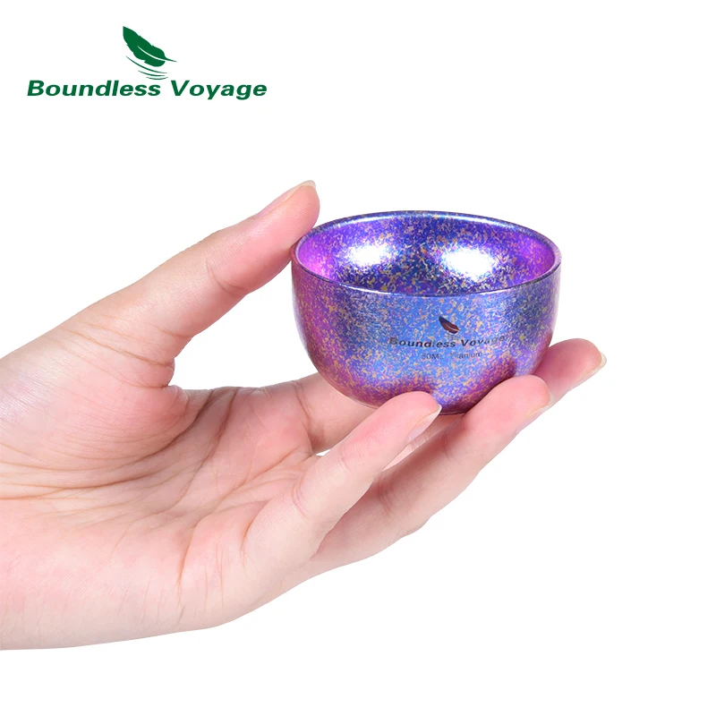 Boundless Voyage Colorful Titanium Double Layer Cup Wide Mouth Wine Tea Mug Drinkware Camping Water Cup Ti3082D