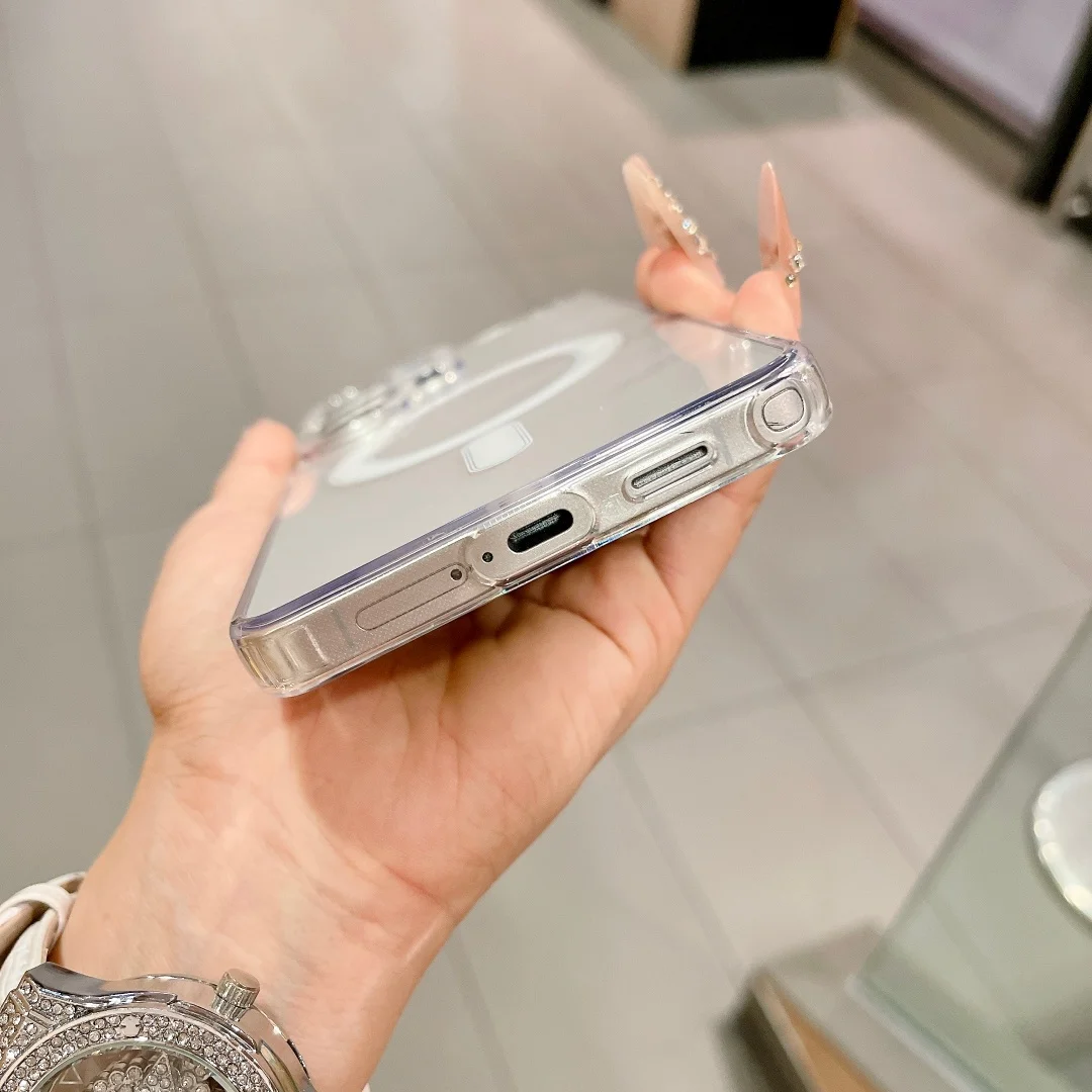 Magnetic Clear Acrylic Phone Case with Charging Capabilities