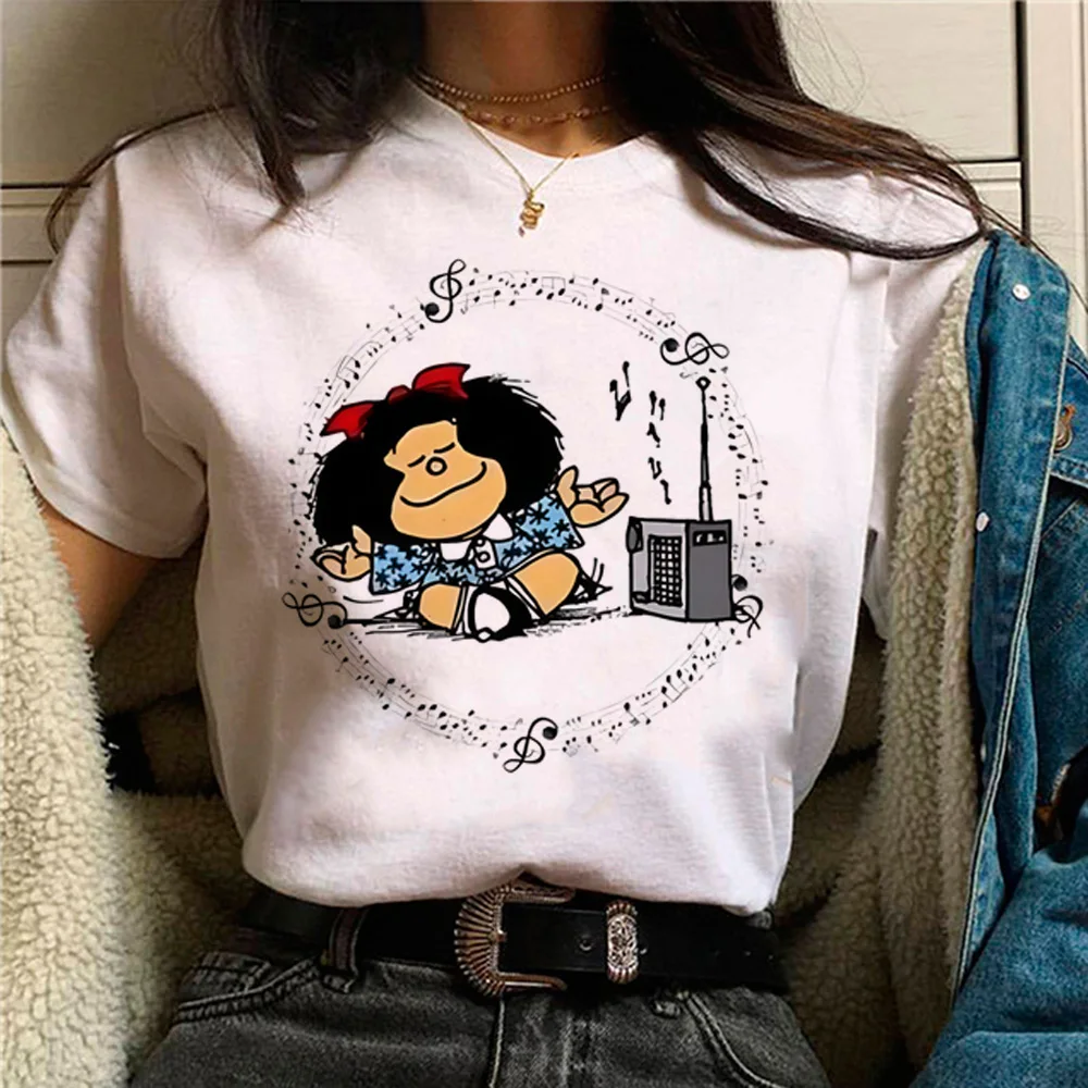 Maglietta Donna DrMugCollection Con Mafalda – 100% Cotone, Stampa Originale, Girocollo, Manica Corta, Idea Regalo Fumetto - 4