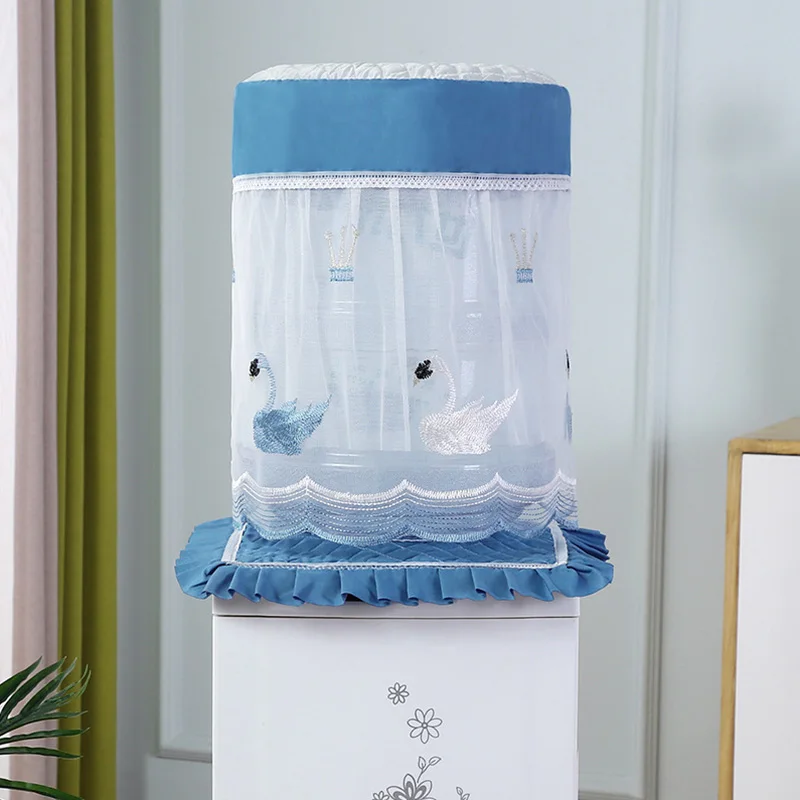 1Set Lace Embroidery Transparent Cloth Opening Reusable Kitchen Household Water Dispenser Cover Water Dispenser Dust Cover