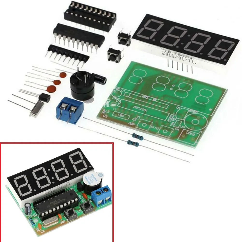 

AT89C2051 4-bit Digital Electronic Clock DIY Soldering Practice Soldering Skills Punta Redonda Soldering Iron Soldering Tools