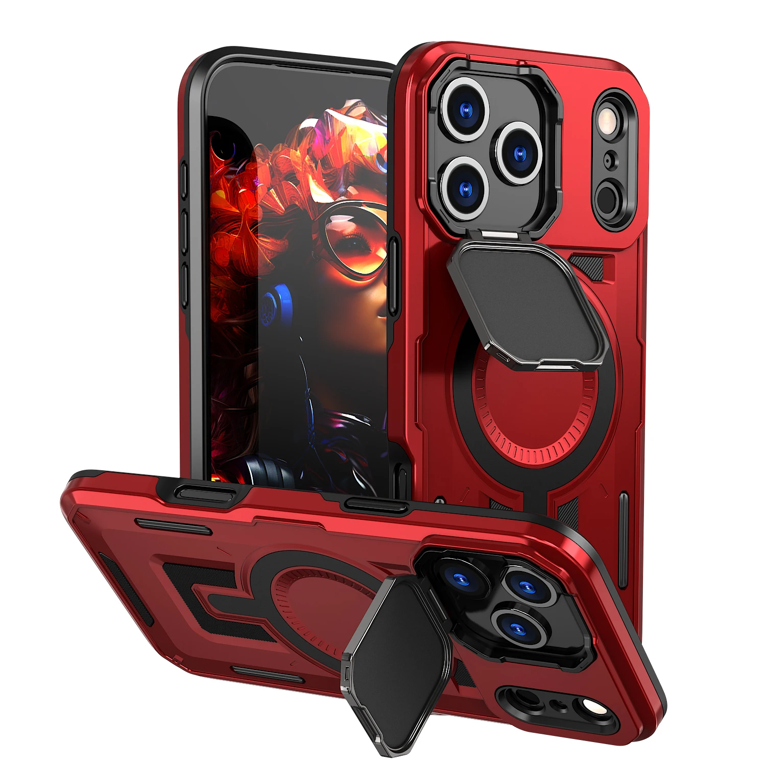 Magnetic Camera Protective Case with Kickstand and Impact Resistance
