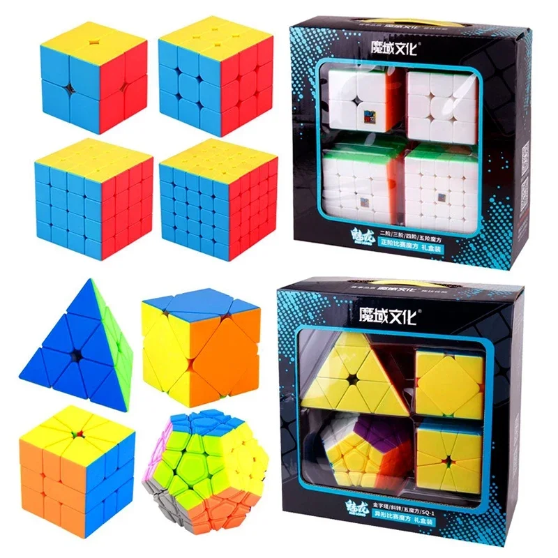 Speed cube ensemble, 6 pièces rubik cube - 2x2x2 3x3x3 pyramide