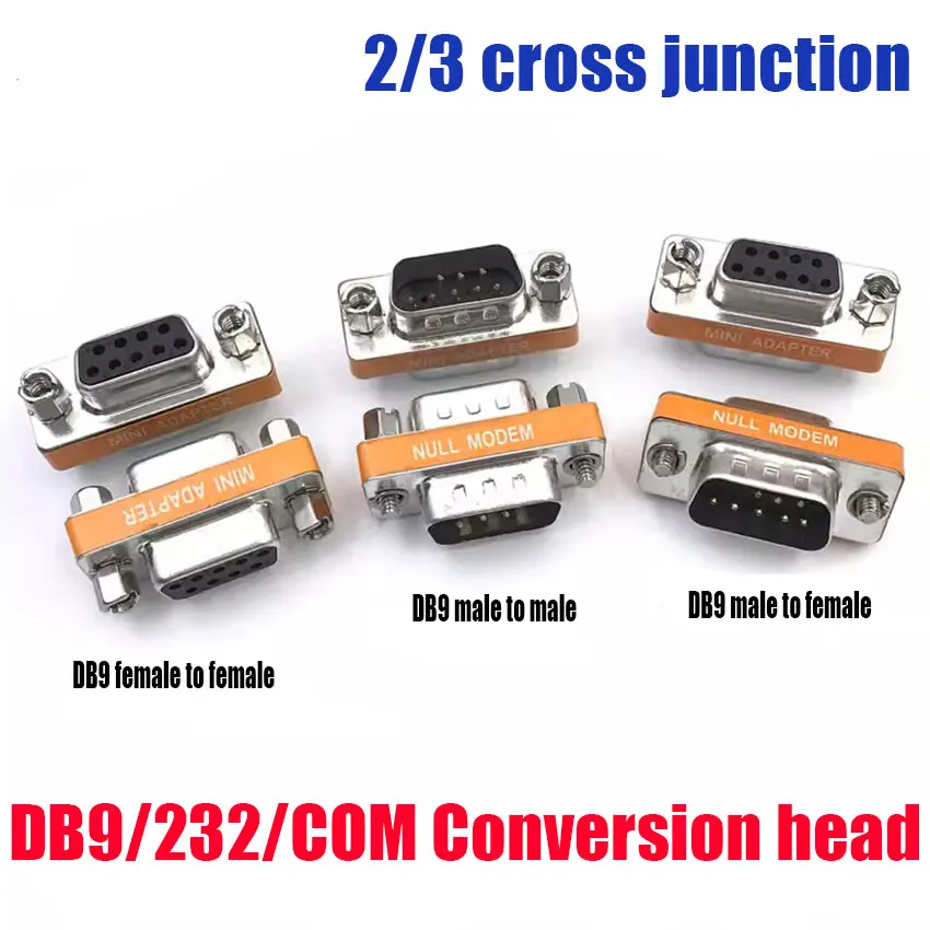 1/2Pcs Mini Null Modem DB9 Female Male plug Adapter Gender Changer cross female to female/male to male RS232 serial Connector
