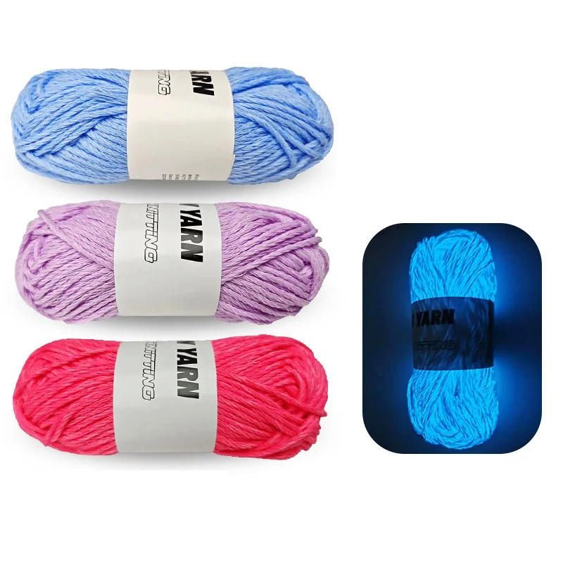 Knitting Yarn Knitting Wool Yarn Crochet Yarn Cotton Yarn Cotton Knitting Yarn Wool Yarn Cotton Wool Yarn 55 Meters Luminous Yarn Novel Functional Yarn Glow In The Dark Hand Knitting Carpet Sweater Hat for Woven Bag Carpet