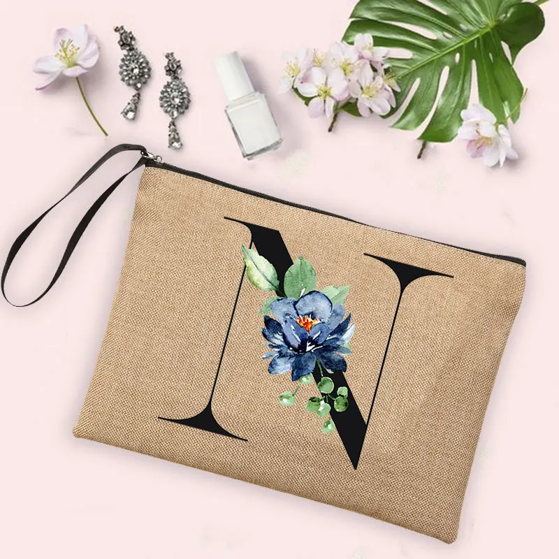 Gift for her 26 Letter Printing Woman\'s Make Up Bags Handbags  Makeup Organizers Lovely Casual Travel Toiletry Bags Lipstick Bag