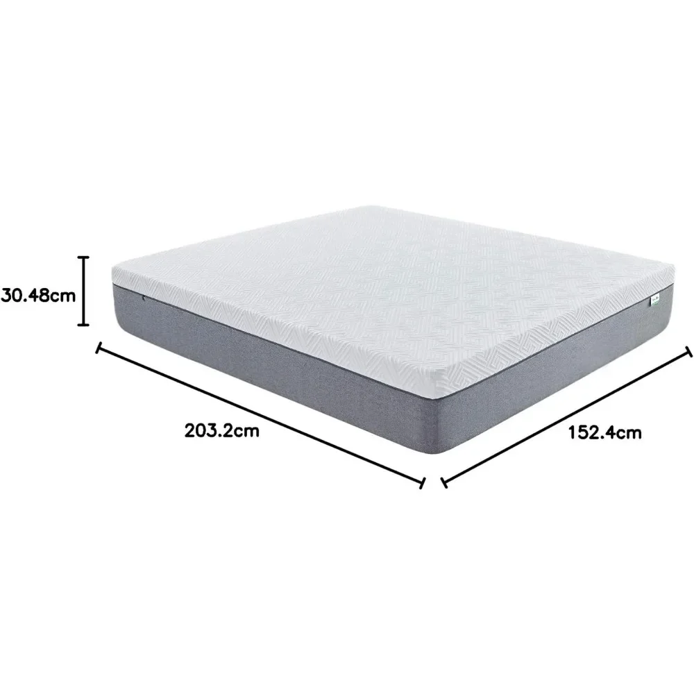 Queen Size Mattress, 12 Inch Gel Memory Foam Mattress for Cool Sleep & Pressure Relief, Medium Plush Feel with Motion Isolating 6