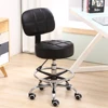 KKTONER Swivel Round Rolling Stool PU Leather with Adjustable Foot Rest Height Adjustable Task Work Drafting Chair with Back 5