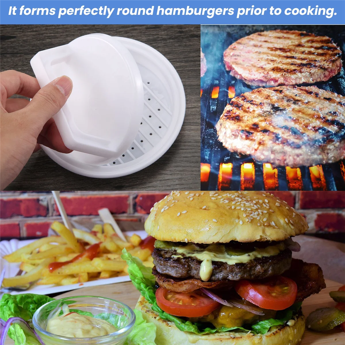 1 Hamburger Maker Burger Press Mold Vegetable Beef Pounder Kitchen Mould Craft