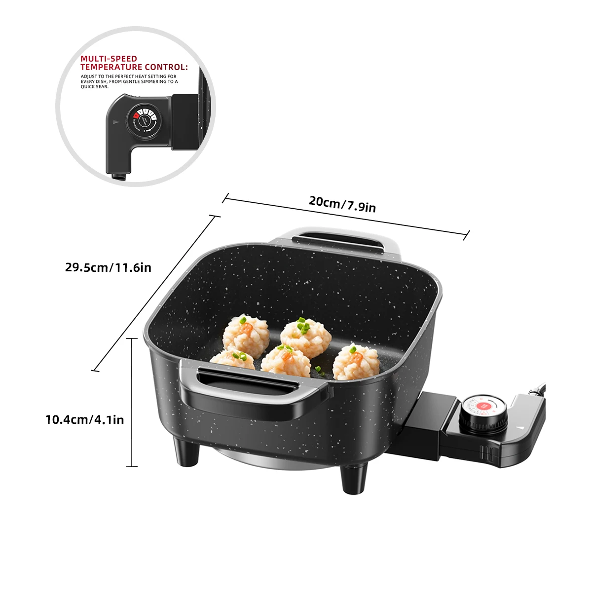 AORAN Electric Frying Pan, Electric Hot Pot, Electric Cooking Pot, Multifunctional Non Stick Integrated Pot 6