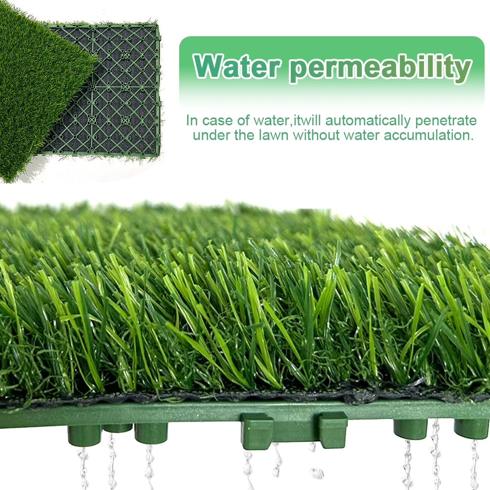 10 Pcs 12 Inch Square Artificial Grass Mat Interlocking Fake Grass Deck Turf Tiles Grass Flooring Decor Pad  Garden Pad Decor