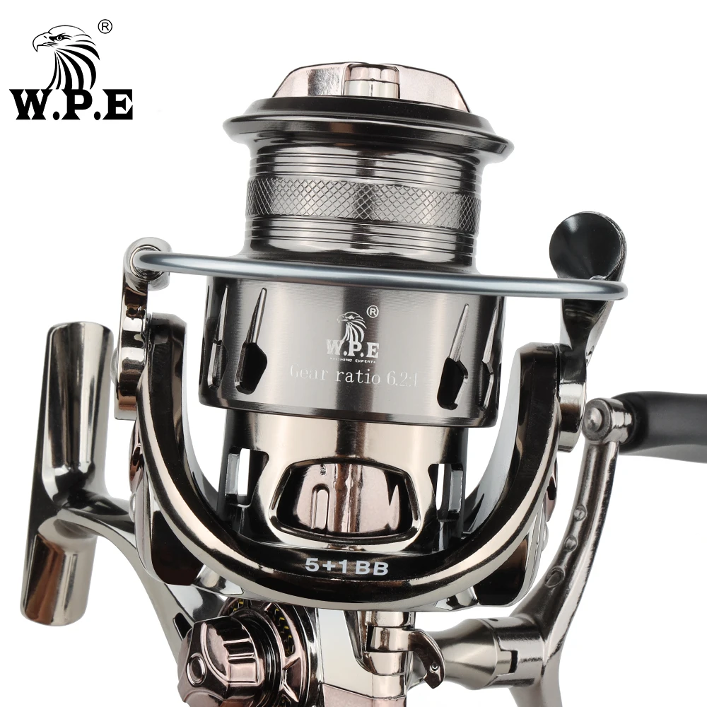 W.P.E GW Spinning Fishing Reel 1500/2500/3500/4000 Hi-Speed Gear Ratio  6.2:1 5+1 BBs Full Metal Spool Fishing Tackle Pesca