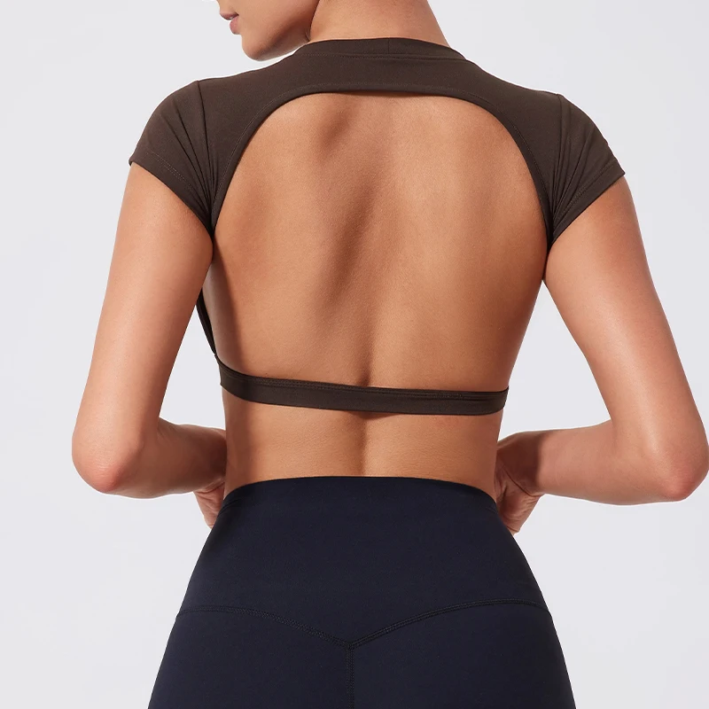Top Corto Estivo da Donna per Sport, Fitness, Yoga, Palestra, Allenamento, con Schiena Scoperta - immagine 4