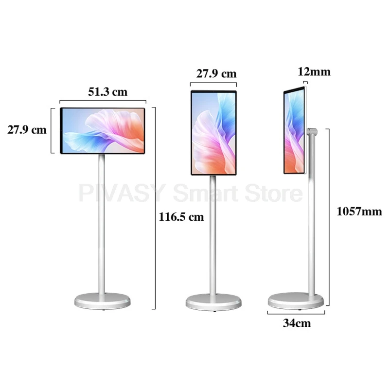 Touch Screen 21.5 Inch Android 13 systems Smart TV 6000mAH Battery-power 6+128G device Rotatable Movable Monitor for Gym Live