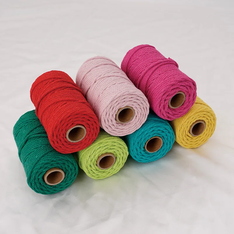 15 Colors 3mm 50 Yard Cotton Cord Rope for Handmade Boho Decor Cotton Cord Twisted Thread Macrame String DIY Home Wedding for Cotton Rope