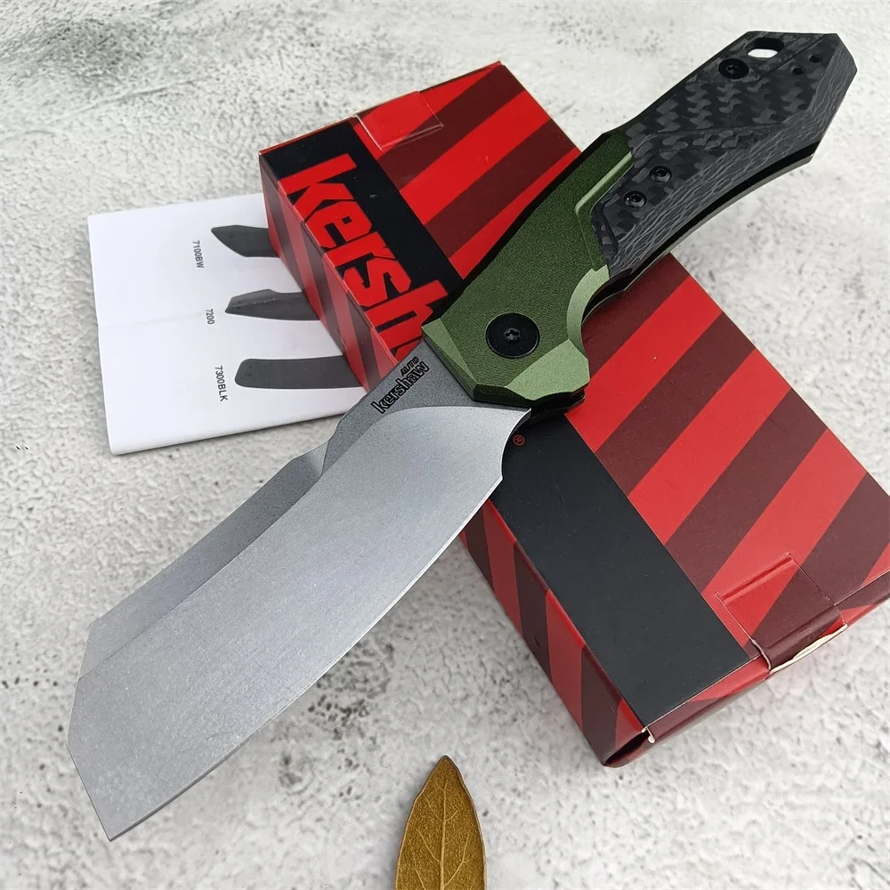 

Kershaw 7850 Launch 14 Cleaver Blade AU/TO Foling Knife D2 Stonewashed Blade Aluminum Alloy + CF Handles Tactical Outdoor EDC