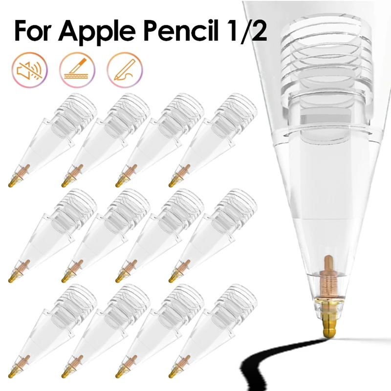 

1-10Pack for Apple Pencil 1st/2nd Gen Replacement Tips No Wear Out Upgraded for iPencil 2/1 Gen Silent Nibs iPad Pro 애플펜슬 펜촉