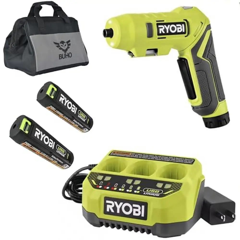 Ryobi Cordless Screwdriver Bundle 3-Port Charger Lithium Batteries
