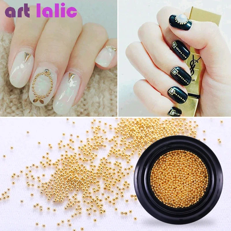 Nagel-Kaviarperlen 6 Räder – Mikro-Kristallperlen In Gold, Silber, Roségold, Schwarz Für 3D-Nageldesign