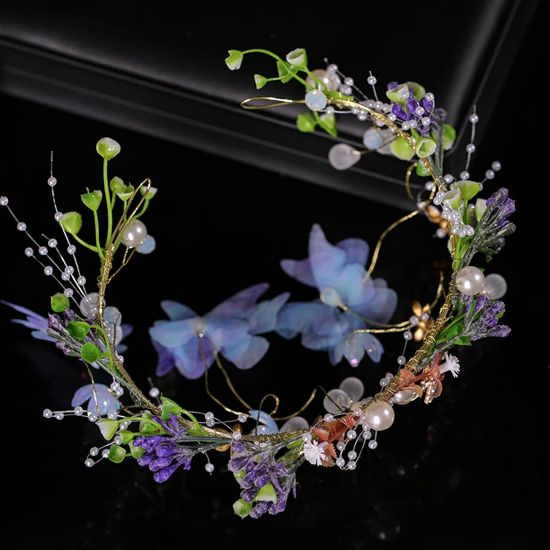 Crystal Pearl Headband Hairband Tiara Butterfly Flower Leaf Bridal Wedding Hair Accessories Jewelry Jewelry Accessories