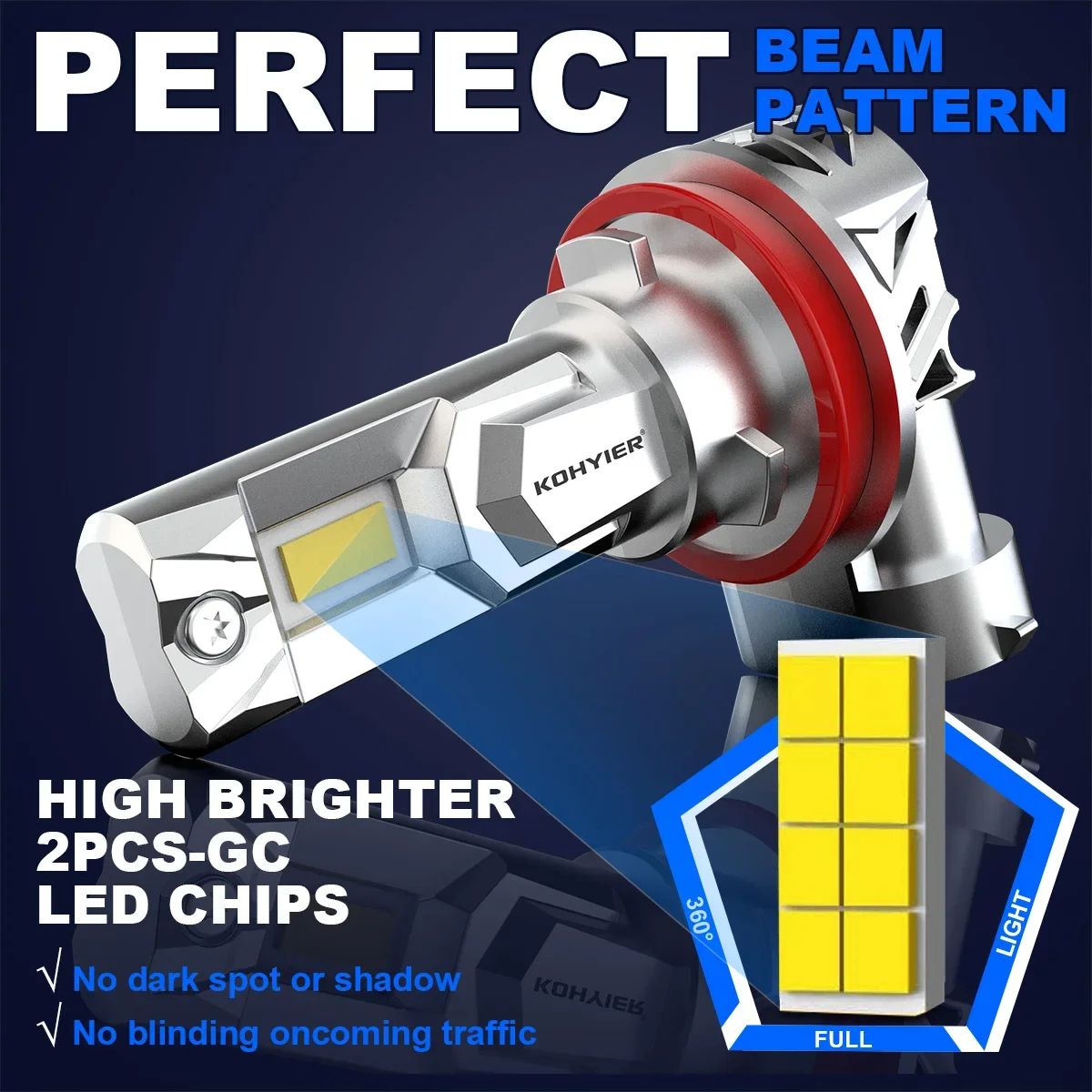 2Pcs LED Car Headlight H8 H11 Base Socket With Fan H7 H4 9005 9006 Adapter
