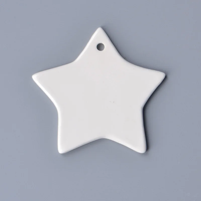 10PC Sublimation Blank Ceramic 3 inch Round Star Pendant Circle Christmas Ornaments Xmas Tree Decor Double Sided Printing