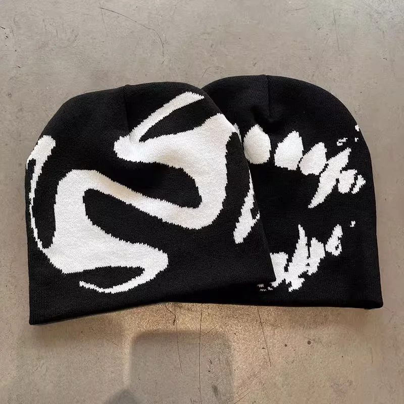 Frauen Hut Stricken Mützen Goth Zahn kappen Männer y2k Streetwear Winter mode Pullover Kpop Harajuku Vintage warmen Hip Hop Unisex – Detail 2