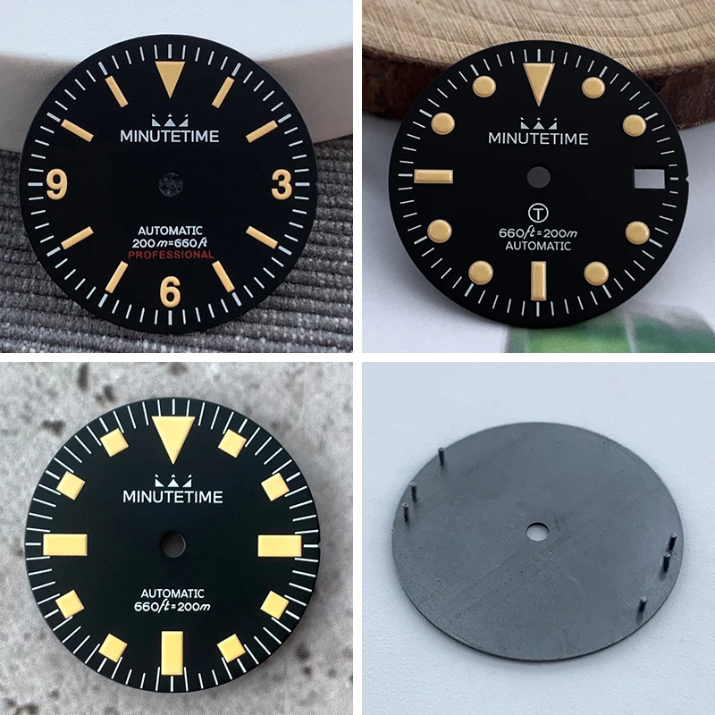 DIY Customize Watch Dial 28.5mm NH35 Sterile Dial Men Mechanical Watch WristWatch Sterile Green Blue Luminous Mod Parts
