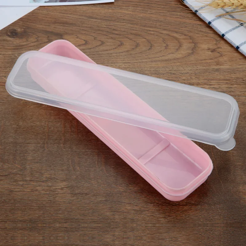 Portable Travel Outdoor Reusable Tableware Box School Home Slot Design Practical Cutlery Transparent Cover Cutlery Case tableware storage bag tableware storage box