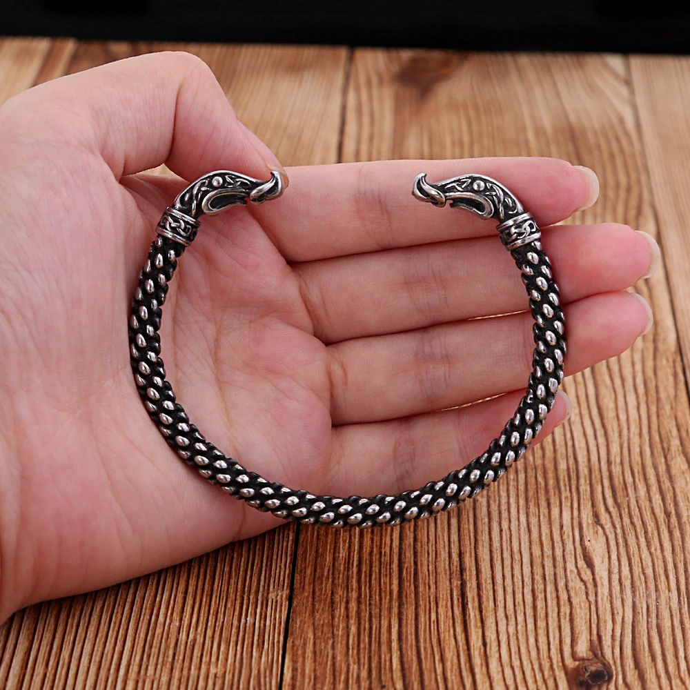 Fashion Retro Stainless Steel Viking Snake Bracelet Punk Men and Women Creative Animal Bracelets Biker Amulet Jewelry Wholesale 6