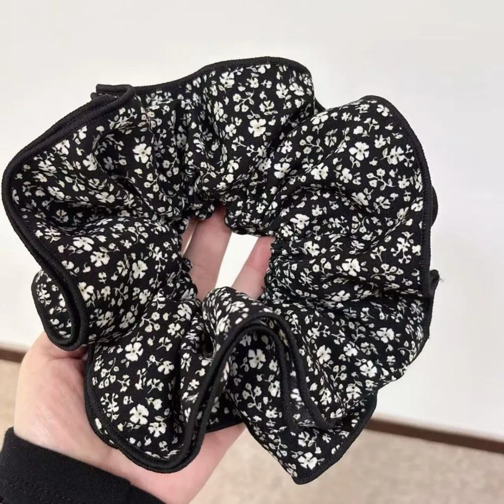 Vintage Blumenmuster Große Satin-Scrunchies Elastische Braune Scrunchie Haargummis Chiffon Haaraccessoires Haarbänder Stirnbänder für den Täglichen Gebrauch – Detail 10