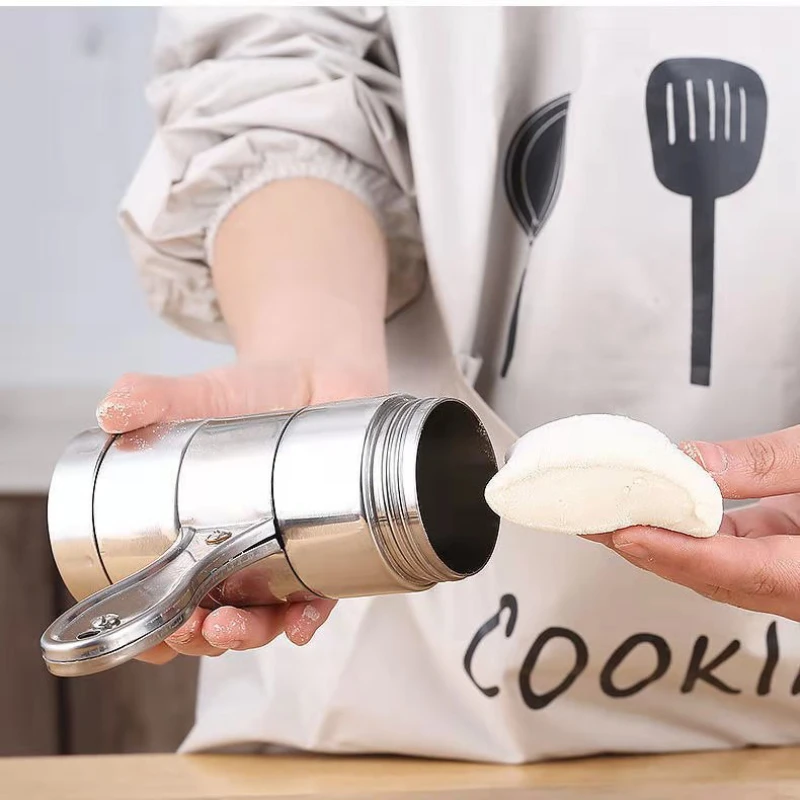Stainless Steel Household Small Manual Noodle Pressing Machine Shake Pasta Noodle Making Machine with 2 Interchangeable Molds