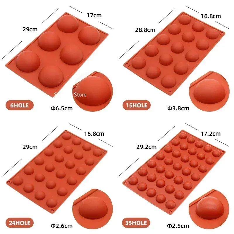 4 Size Half Ball Shape Silicone Mold For Baking Bakeware Silicone Form Mold For Chocolate Candy Mousse Cake Moulds Radom Color