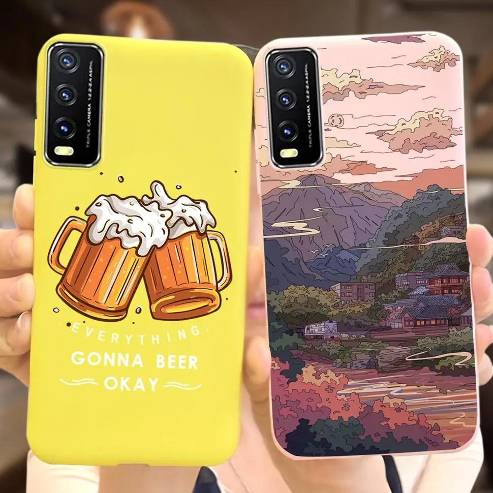 جراب هاتف فاخر على شكل زهرة لهاتف Vivo Y20 غطاء حم...