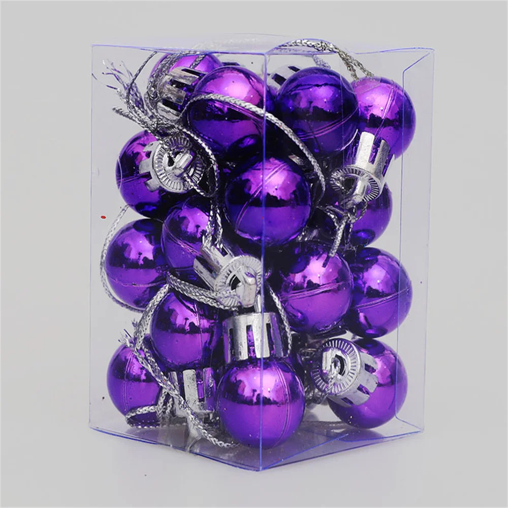 thumbnail image 1 of 24 piezas/caja de 3 cm de mini bolas de Navidad colgantes para fiestas de Navidad, adornos colgantes para el techo de centros comerciales, decoraciones para árboles de Navidad, 1 of 5