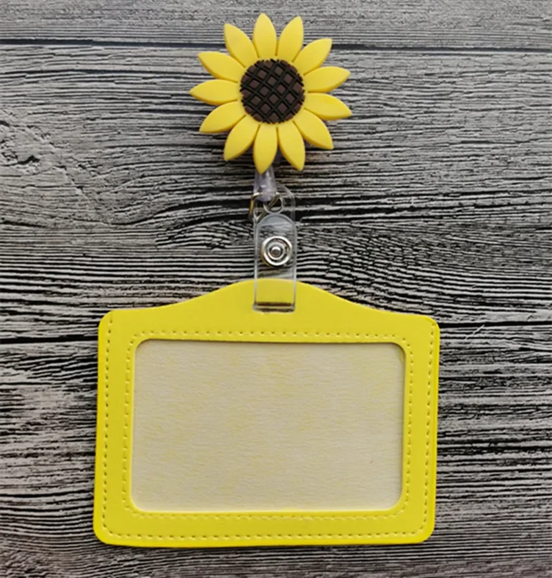 Retractable Badge Reel Badge Holder Retractable ID Tag Retractable ID Lanyard 1 Piece Retractable Nurse Badge Reel With ID Card Case Fashion Rainbow Sunflowers Students ID Case Holder