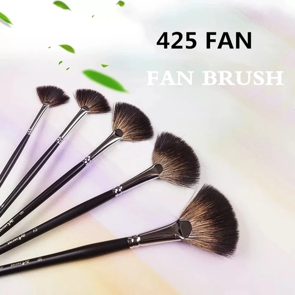 ArtSecret 1-5 PCS 수채화 팬 브러쉬 아크릴 구아슈 용 부드러운 천연 헤어 아트 브러쉬 아티스트 용 나무 손잡이 페인팅 브러쉬
