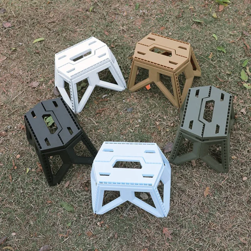 Outdoor Portable Folding Stool Camping Portable Plastic Stool High Load-bearing Handle Camping