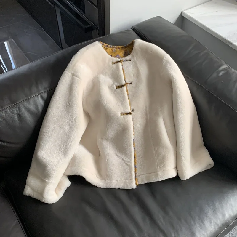 Korean Luxury Women's Warm Coat High Quality Cashmere Winter Fur Coat 2023 New Fashion Warm Women's Fur Coat