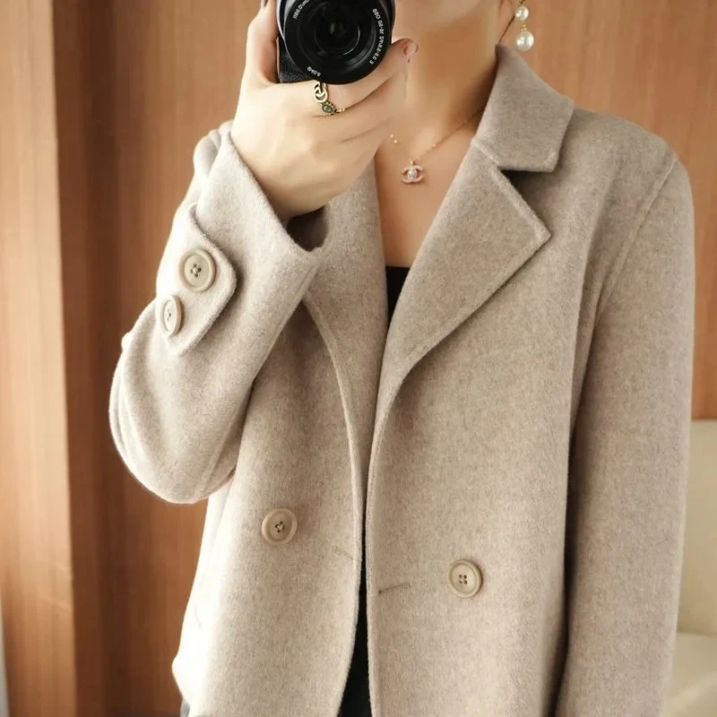 Double-sided woolen coat | Woolen cloak coat | Street shot coat